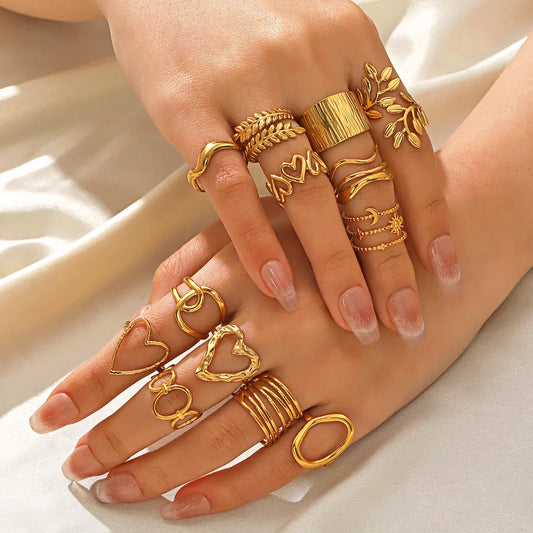 Gold Color Stainless Steel Heart Ring